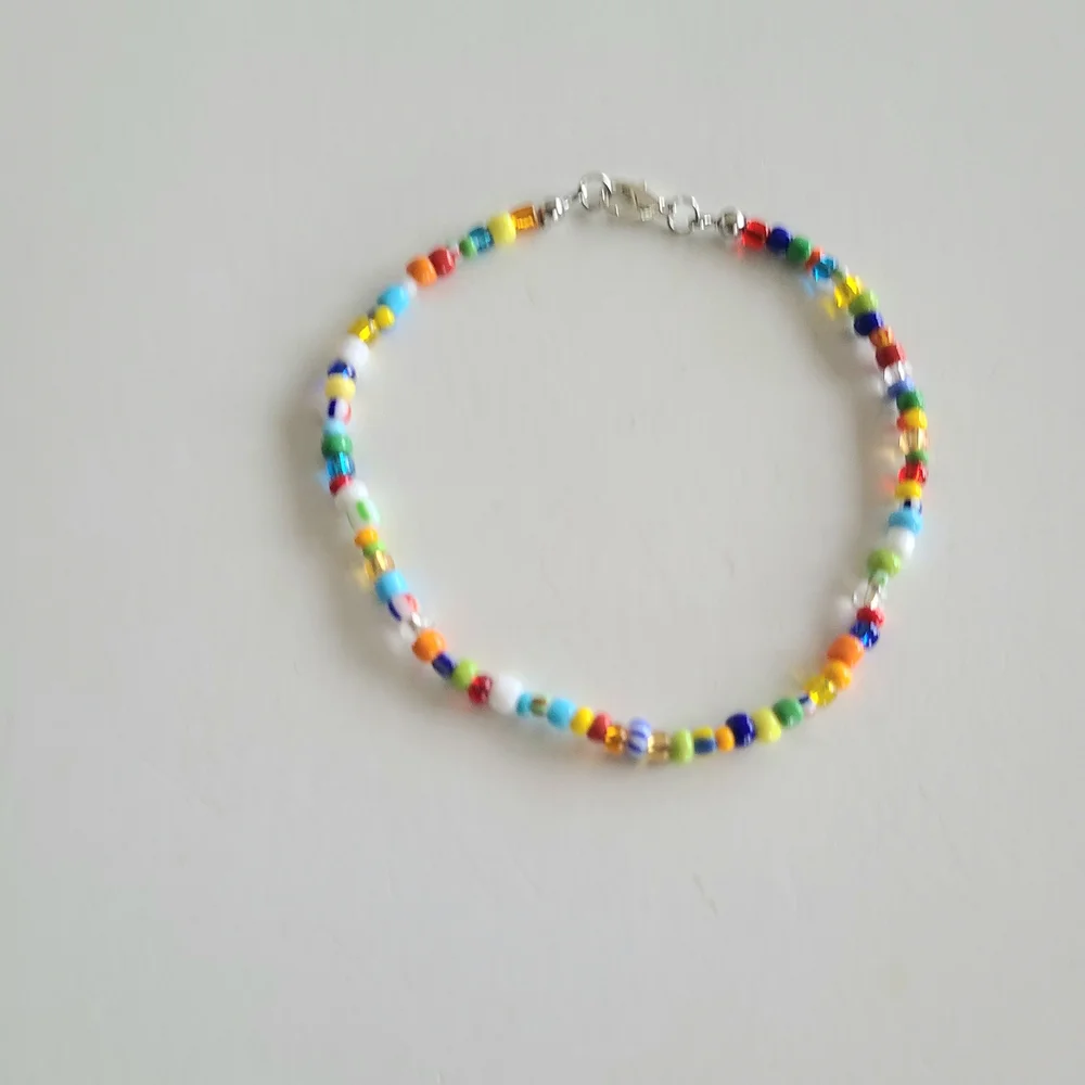 Boho Multicolor Beaded Anklet Bracelet - Picture 7 of 8